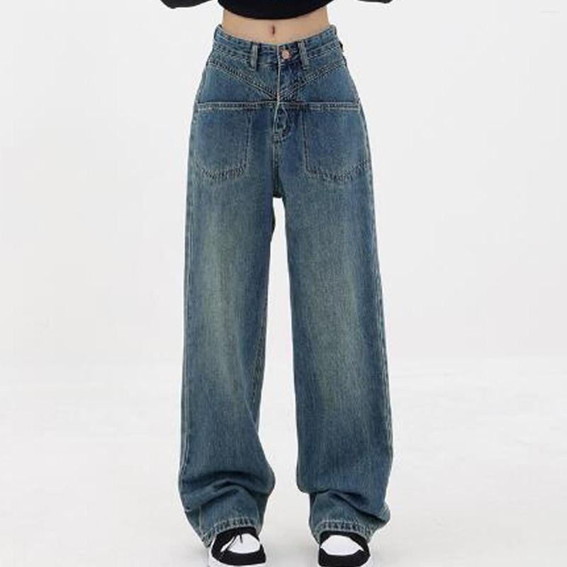 

Women's Jeans Straight Leg Women 2023 Female Clothing Women's Pants Y2k Woman High Waist Vintage Clothes Denim Korean Fashion Blue