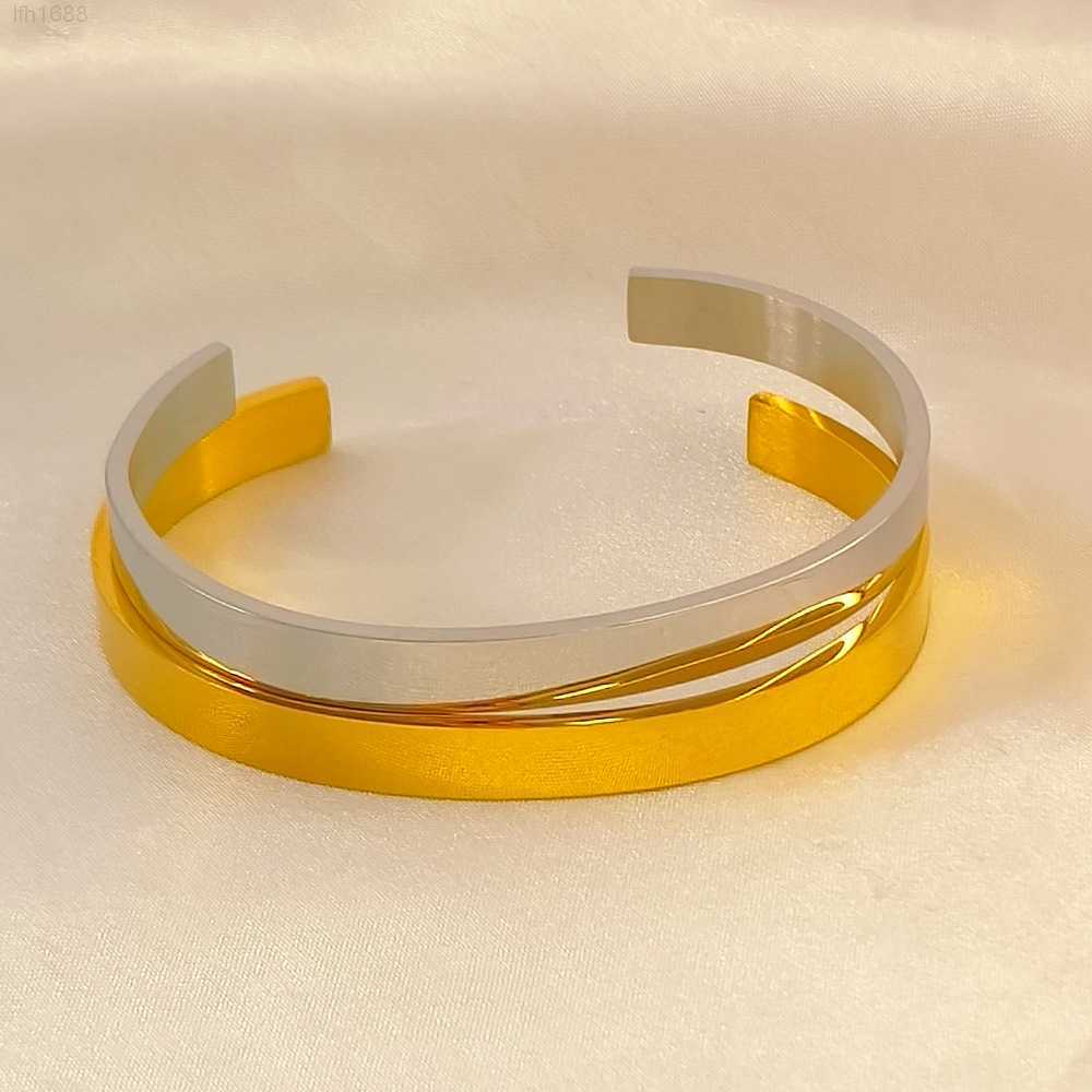 

Fashion Waterproof Geometric c Shape Bangle Open Simple Design Stainless Steel Cuff Bangle Bracelets for Women