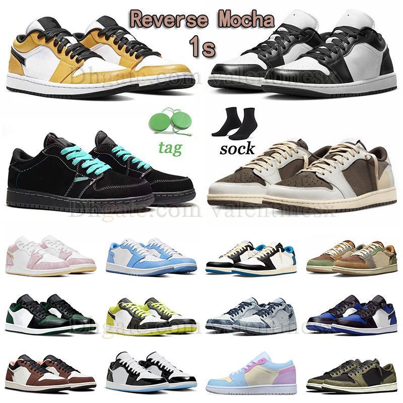 

2023 designer jumpman 1 low basketball shoes reverse mocha 1s tiffany blue laser orange panda men women sneaker black phantom chicago bred toe paris outdoor trainers, E20 36-47 new multi