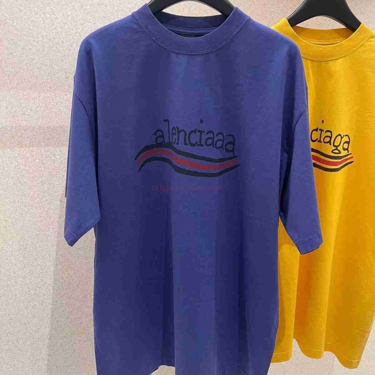 

Designer Fashion Clothing French Paris BB Luxury TShirt Tees Zui High Quality Paris Cola Wave Print Letter Loose Top T-shirt Round Neck Short Sleeve T-shirt Unisex, Yellow 1:1 version