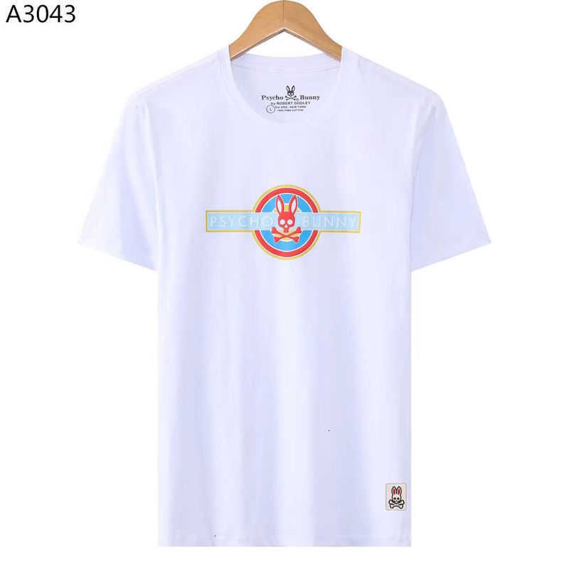 

Psycho Bunny t Shirt 2023 Spring/summer New Skull Rabbit Men's and Women's Fashion Brand Short Sleeve Flocking Print T-shirt Pure Cotton Casual Qoor 20k1, White