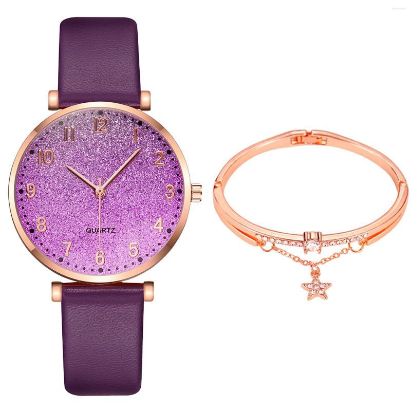 

Wristwatches Ladies Casual Fashion Quartz Watch Leather Strap Analog Set Wristwatch Bracelet Luxury Montre Femme, Black