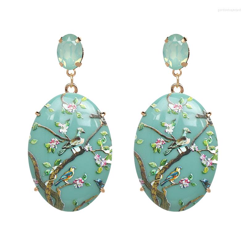 

Dangle Earrings Wholesale JUJIA Bohemian Ethnic Big Crystal Flower Drop Wedding Jewelry For Women Party Brincos