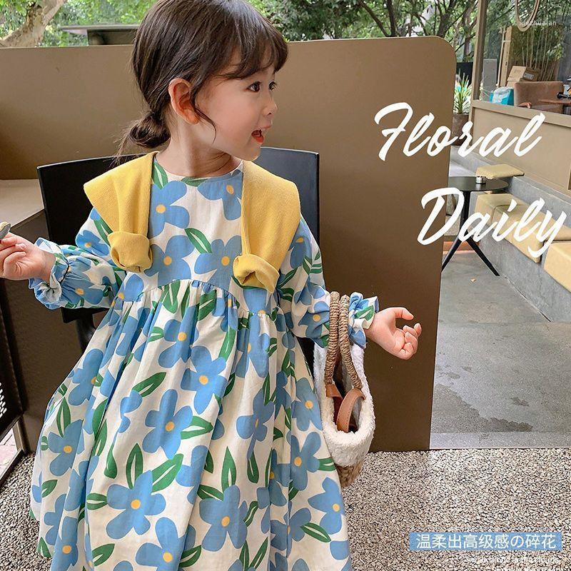 

Girl Dresses Girls' Dress Spring And Autumn 2023 High Grade Baby Cotton Flower Princess Children's Long Sleeve Girls Clothes, Beige