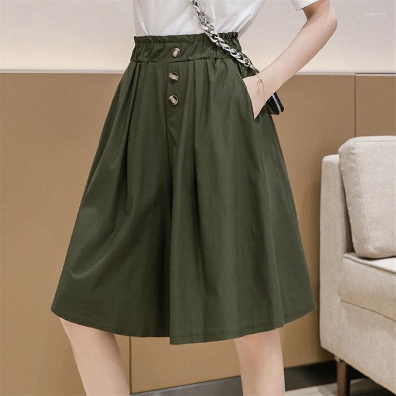 

Women's Shorts Gowyimmes Summer Big Size Women Loose Slim Lady High Waist Thin Skirt Spring Girl Solid Outwear PD1117, Beige