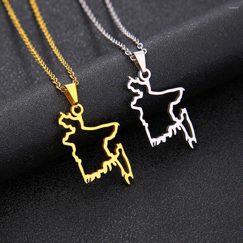 

Pendant Necklaces Outline Bangladesh Map Necklace Stainless Steel Men Women Gold/Steel Color Country Maps Jewelry Gift