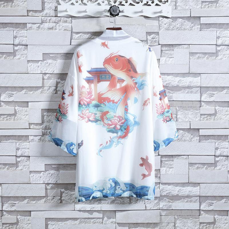 

Ethnic Clothing Fashion Traditional Summer Cartoon Printed Cardigan Beach Yukata Blouse Haori Chinese Men Women Kimono Shirts