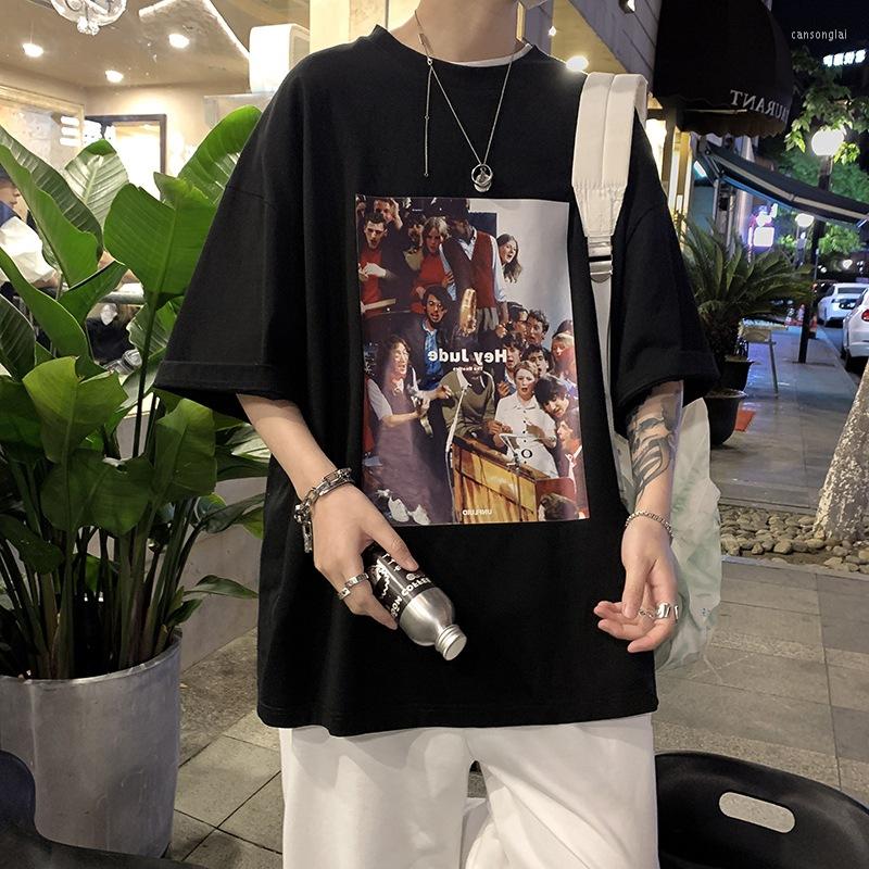 

Men's T Shirts Men's Gothic Harajuku Fashion T-shirt Short Sleeve Oversized Tops Summer Casual Tees Male Streetwear Y2K Clothes Hip Hop, White