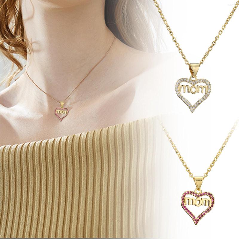 

Chains Woman Necklace Chain Men Love Letter Mom Pendant Gold Plated Copper Microinlay Jewelry Mother's Day Gift