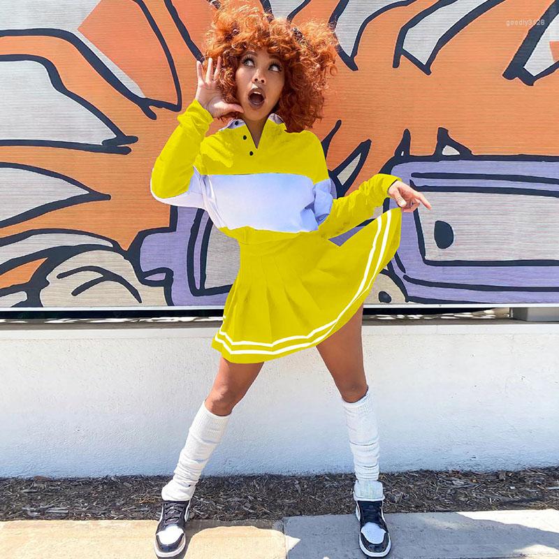 

Work Dresses Streetwear Sporty 2 Piece Outfits For Women Tee Tops Pleated Skirts Sets Sweat Suit Matching Active Wear Tracksuit, Black