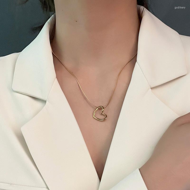 

Pendant Necklaces Love Titanium Steel Necklace For Women 3D Heart Neck Chain Jewelry