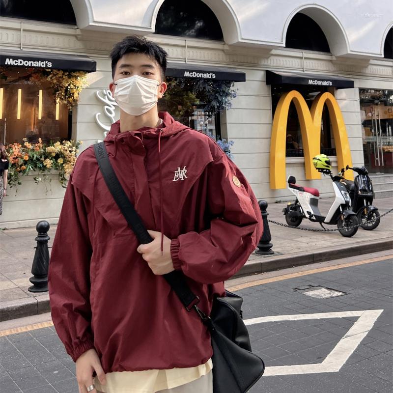 

Men' Jackets Wine Red American Outdoor Autumn Functional Assault Suit Hooded Loose Thin Pullover Windproof Sunscreen Coat For Mens Jacket, Army green