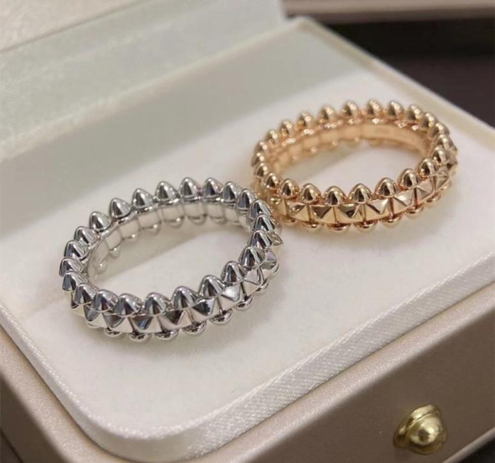 

Solitaire Ring 925 silver gold plated rivets turning ring European and American personality men women trend br jewelry gift 2211145066376