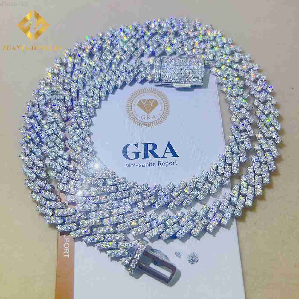 

Moissanite Cuban Link Chain Miami Ice Out Vvs Moissanite Sterling Silver 925 Cuban Link Chain