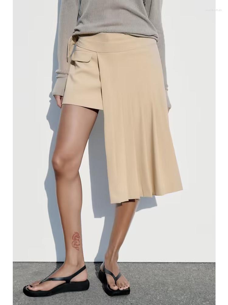 

Skirts Kumsvag 2023 Women Summer Pleated Fasahion Sweet Solid Zipper Asymmetry Female Elegant Street Skirt Clothing