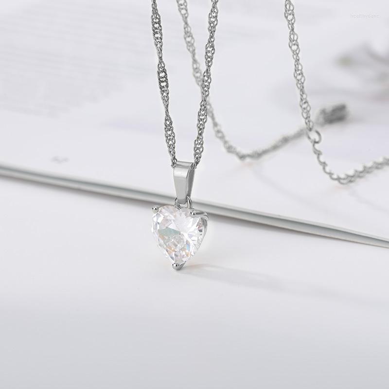 

Pendant Necklaces CAOSHI Simple Style Romantic Heart Shape Cubic Zirconia Necklace For Women Couple's Elegant Statement Jewelry