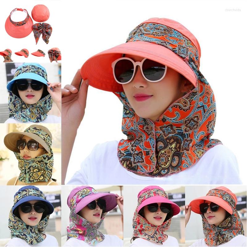 

Wide Brim Hats Women Summer Outdoor Anti-UV Sun Floral Print Panama Visor Cap Fashion Foldable Beach Hat Chapeau Femme