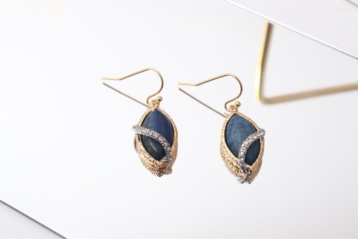 

Stud Earrings European And American Designers Design Fashionable Casual Lapis Lazuli Ear Hooks Jewelry For Woman 2023 Trend