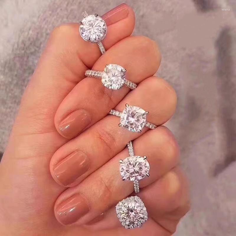 

Cluster Rings Handmade Lovers Lab Diamond Cz Promise Ring 925 Sterling Silver Engagement Wedding Band For Women Men Party Jewelry Gift