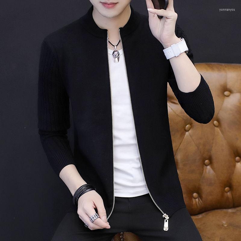

Men's Sweaters Round Neck Zipper Fried Dough Twist Long Sleeve Men Thick Autumn Winter Slim Cardigan Coats Five Colors Handsome Fashion Tops, 9319