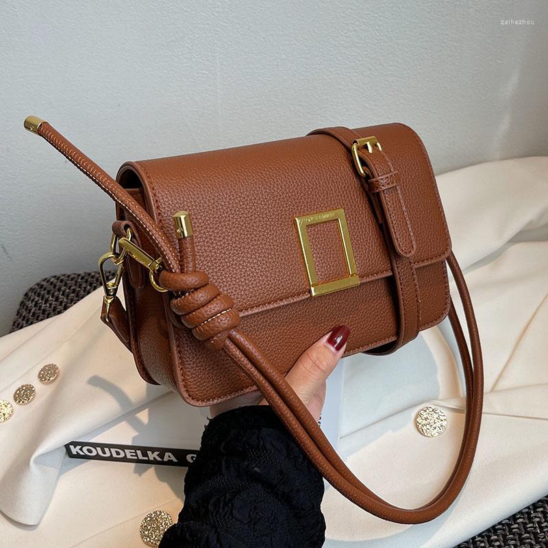 

Evening Bags LETTSIDE Crossbody For Women 2023 Trend Designer Leather Square Buckle Shoulder Side Bag Female Handbags And Purses, Black