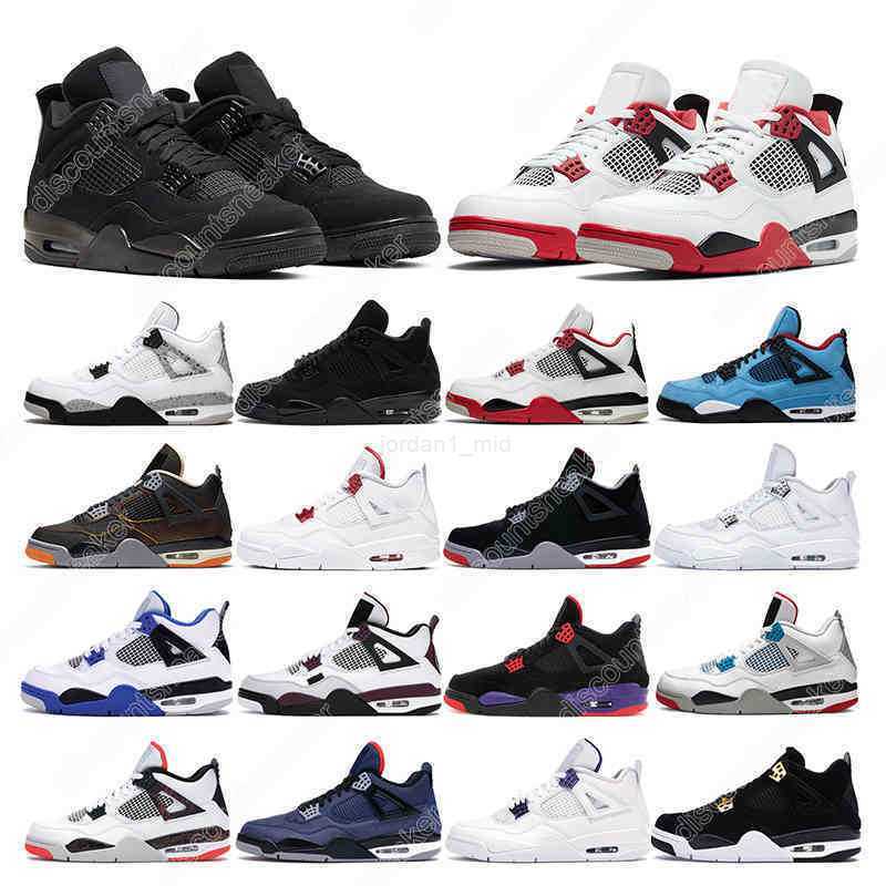 

basketball shoes 4s men women 4 Black Cat White cement Pure Money Fire Red sneaker outdoor sports trainers, 23 black rush violet