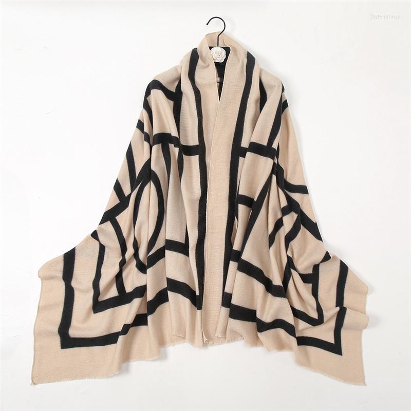 

Scarves Fashion Winter Thick Warm Cashmere Scarf Hijab Plain Geometric Fringe Blanket Shawl Wrap Foulards Female Pashmina Stole 180 80Cm