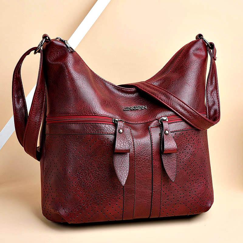 

Evening Bags High Quality Women's Soft Leather Shoulder Multi-Layer Classic Female Crossbody Bag Luxury Designer Large Handbag And Purse, Black