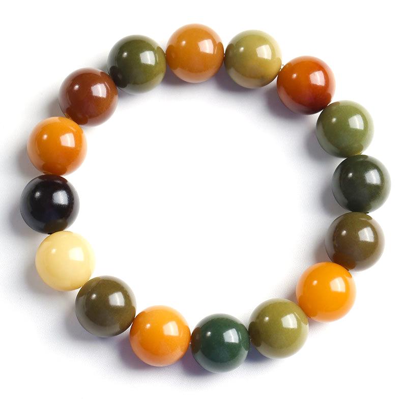 

Keychains Natural Bodhi Root Bead Bracelet Buddha Beads Bangles Prayer Wrist Jewelry Peacock Color Round Men Women BraceletKeychains