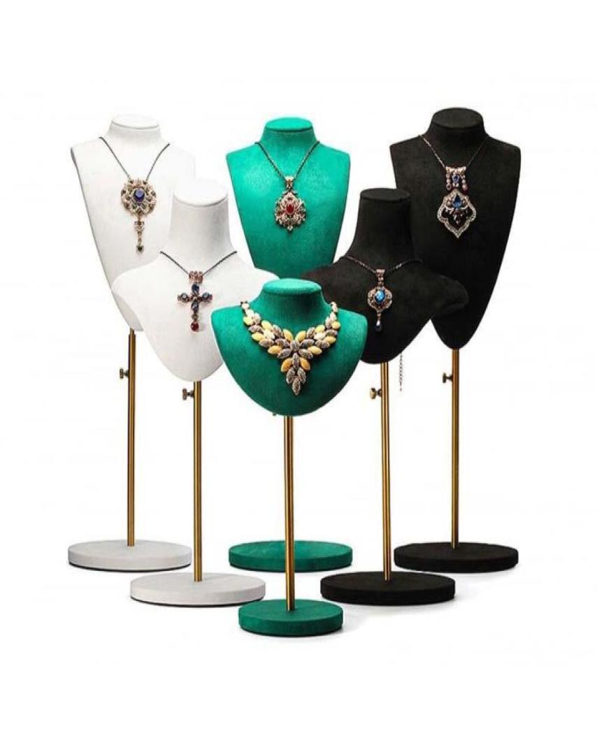 

Jewelry Pouches Bags Adjustable Metal Portrait Necklace Display Stand Wrought Iron Neck Model Props4770027