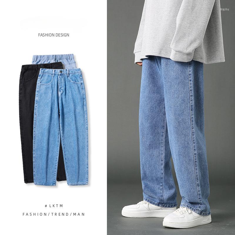 

Men's Jeans Men's Straight Blue Spring Summer Classic Style Elastic Waist Loose Drape Fashion Y2k Trousers Male Casual Streetwear