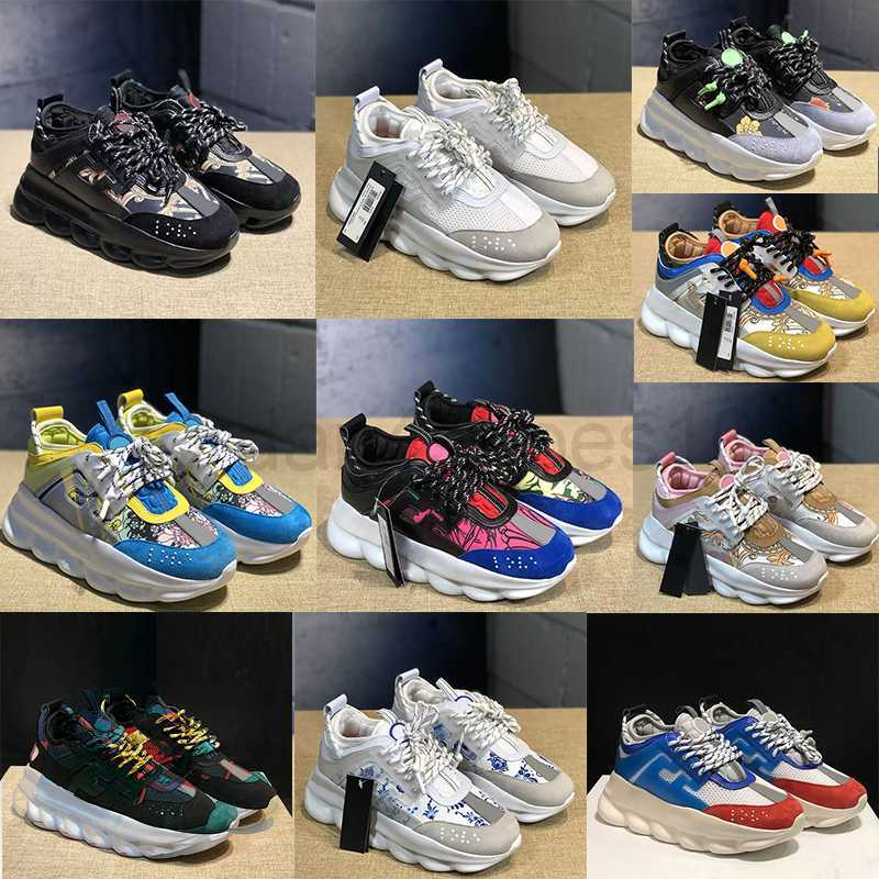

Chain Reaction Casual Shoes Italy reflective height sneakers womens triple black white multi-color suede red blue fluo tan luxury designer women mens Trainers 5.0, 12