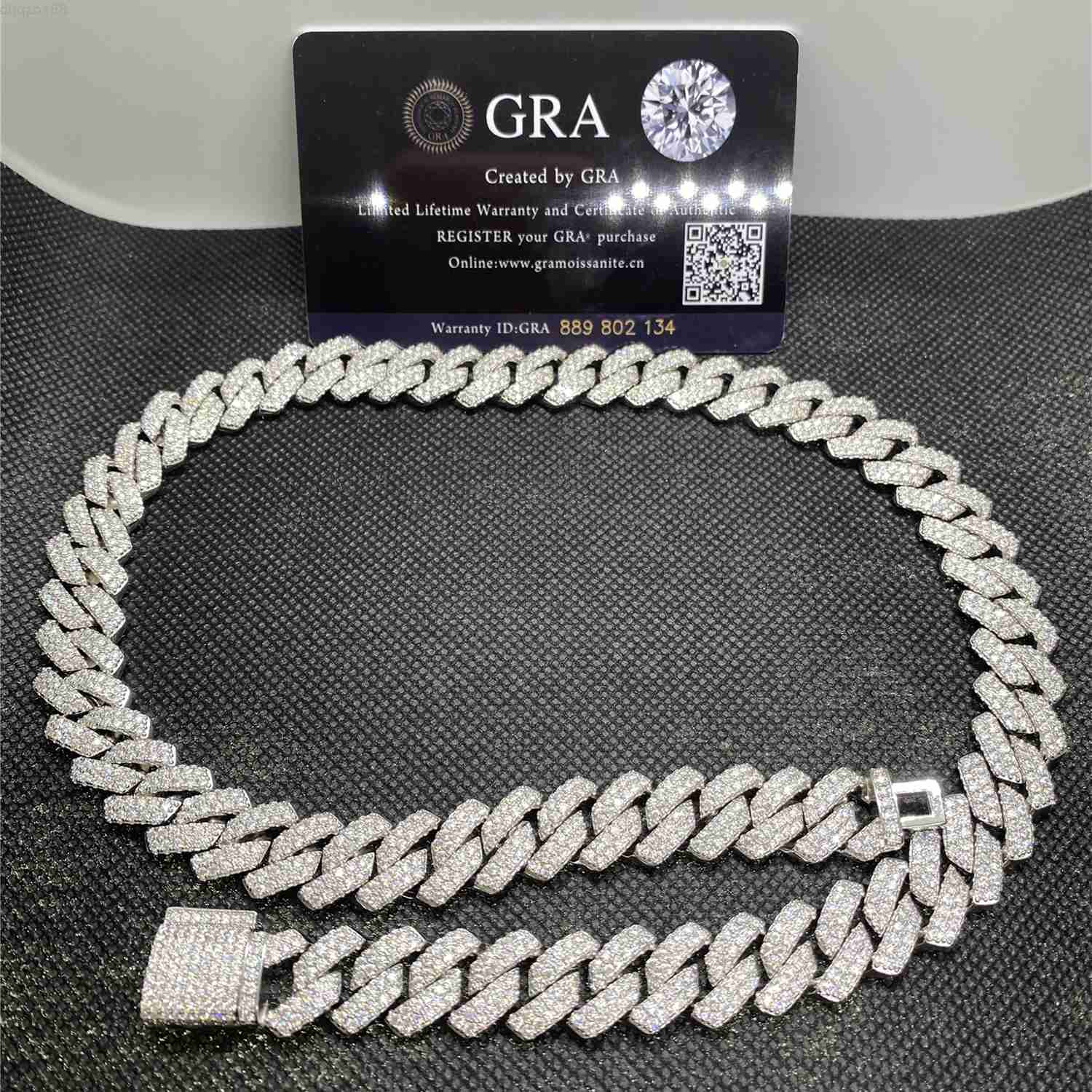 

Luxury Men Jewelry Hip Hop 14mm Gold Plated 925 Sterling Silver 2 Row Vvs Moissanite Diamond Iced Out Cuban Link Chain Necklace