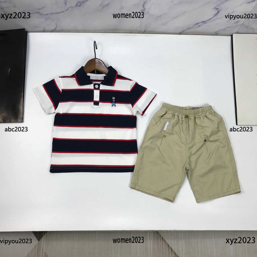 

luxury outdoor Tracksuits baby Clothes Polo shirt Sets Size -150 CM 2pcs Polo collar striped design T-shirt and shorts new arrival, #1
