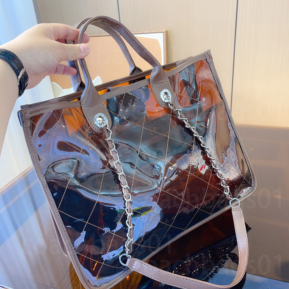 

23 CC designer Bags pvc transparent tote classic large capacity handbag Popularity designer shoulder bags summer collocation jelly pack, Pink 33cm