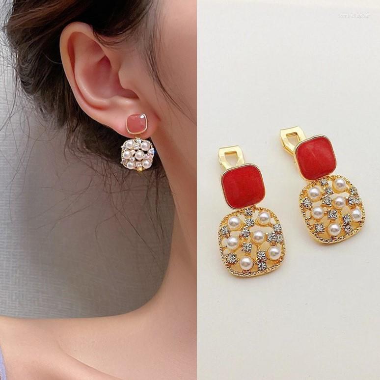 

Backs Earrings Gold Color Simple Pearl Clip For Women Without Piercing Rhinestone Geometric Ear Cuff Fashion Jewelry