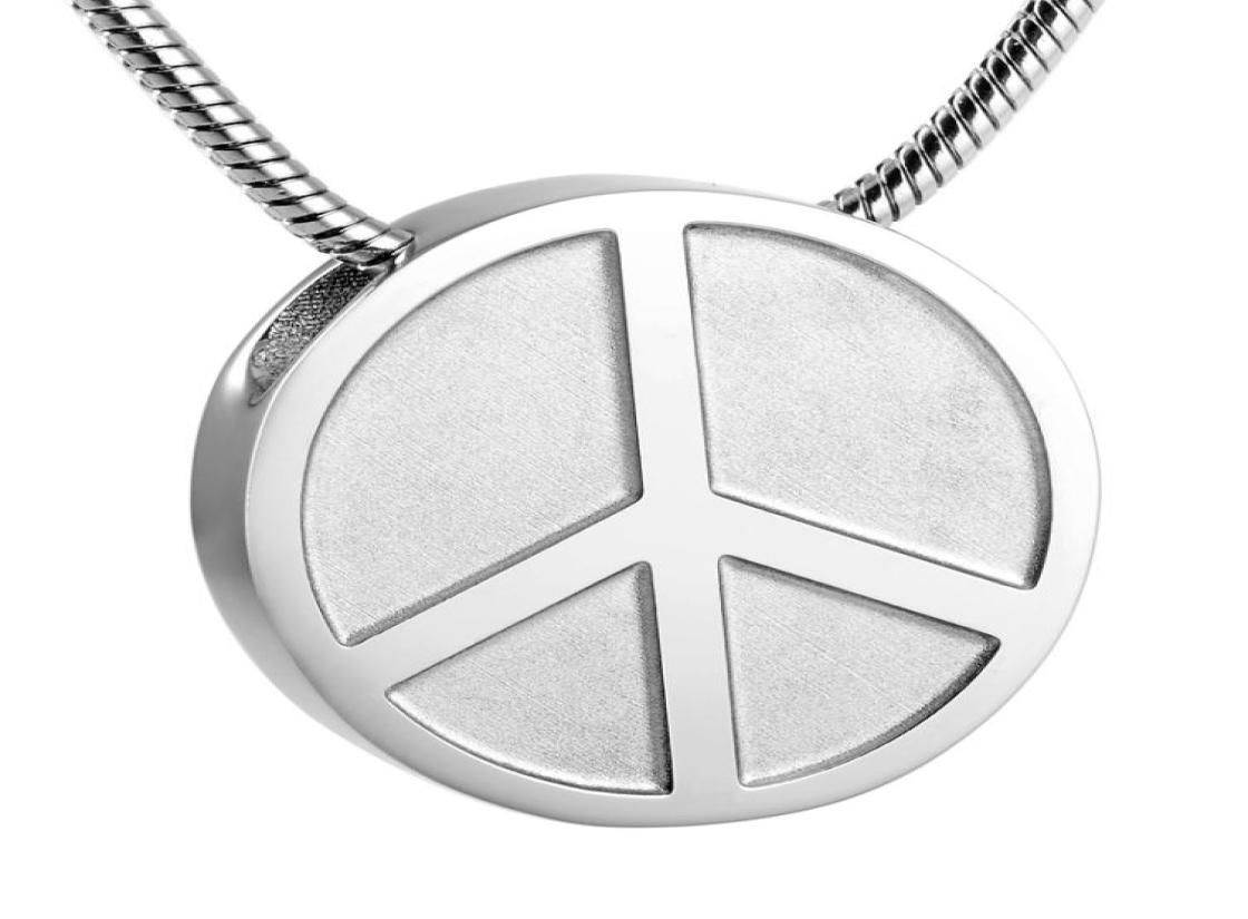 

IJD9255 Stainless Steel Peace Sign Memorial Pendant for Ashes Urn Cremation Souvenir Silver Round Keepsake Necklace Jewelry6782585