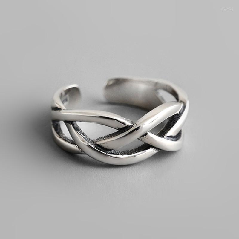 

Wedding Rings Fashion Hollow Stackable Big Chunky Silver Color Ring For Women Retro Vintage Thai Simple Cross Jewelry Gifts