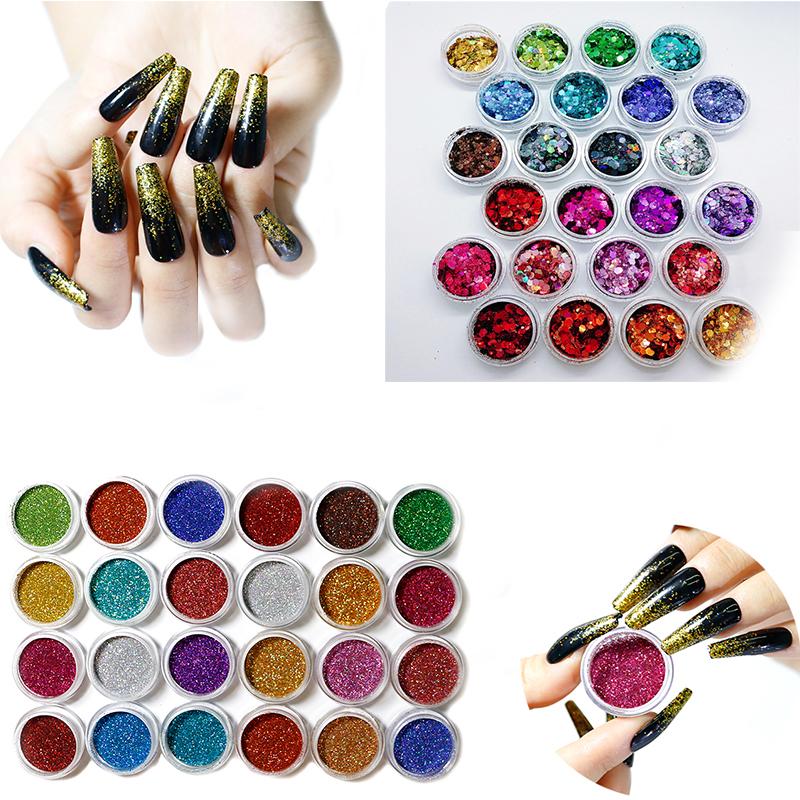 

Nail Glitter 24box Flakes Irregular Sequins For Nails Art Powder Shinny Paillette Decoration Manicure Accessories SequinsNail