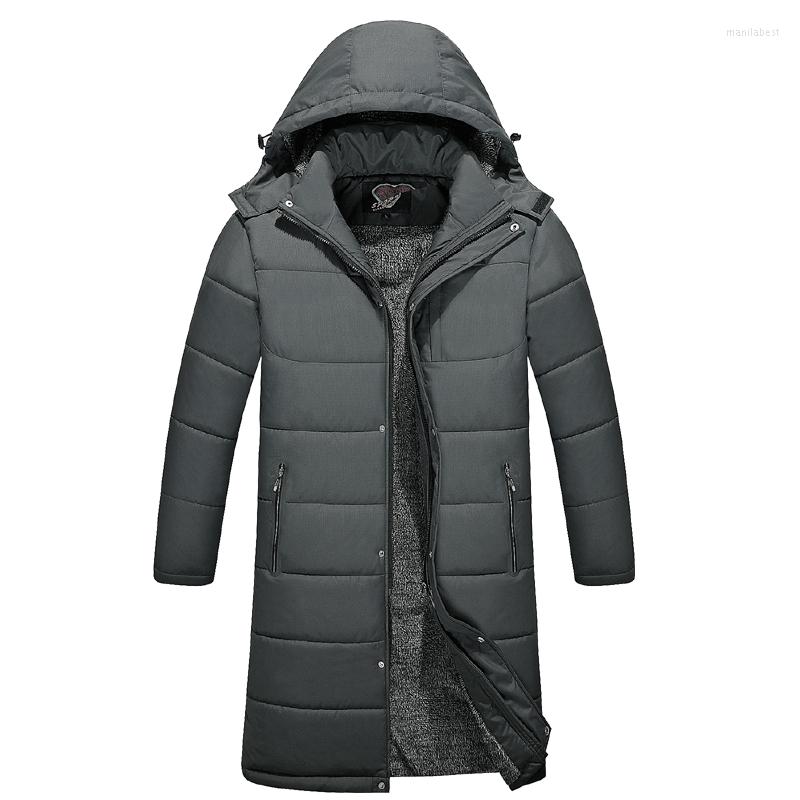 

Men's Down Men Middle Age Papa Winter Clothes Thick Warm Long Slim Fit Jacket Casual Solid Color Parka, Black