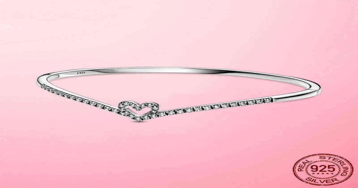 

Female Bracelet Sterling Silver Sparkling Bone Heart Bangle Bracelets for Women Fashion Jewelry Gift Pulseira Zircon2964502