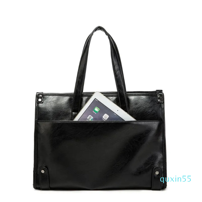

Briefcases 2023 Leather Men's Briefcase Business Handbag Office Work Shoulder Bag Black