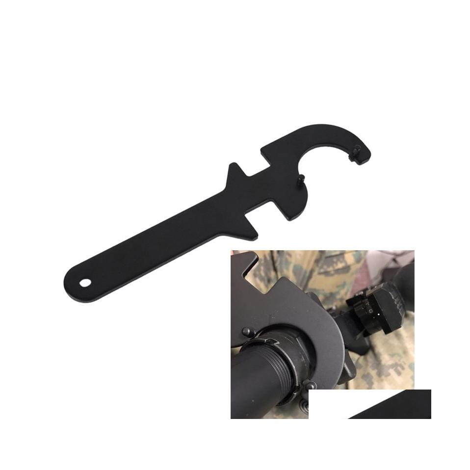 

Tactical Accessories Airsoft M4 Ar15 Mutifunction Steel Delta Ring Butt Stock Wrench Tool Buffer Tube Nut Flash Er For Hunting Drop Dh8Aj