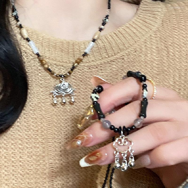 

Choker Ethnic Style Lock Necklace For Women 2023 Chinese Beaded Collar Chain Light Luxury Design