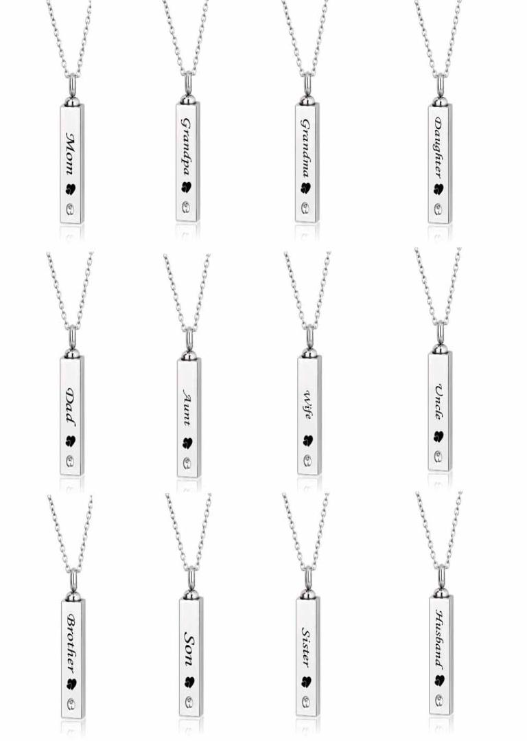 

Mom DadGrandmagrandpa Cube Single Stainless Steel Pendant Necklace Urn Filler Kit Cremation Ashes Jewelry4054021