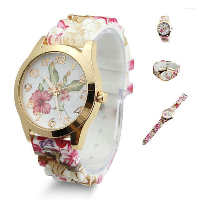 

Wristwatches 1pcs Colorful Watch Blue And White Color Print Floral Flower Porcelain, 06