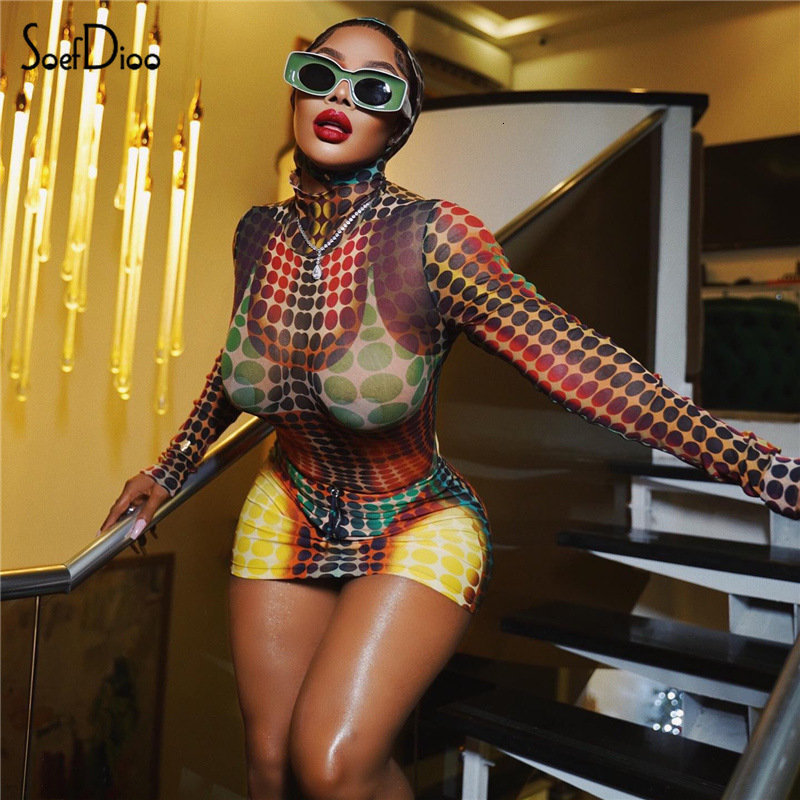 

Two Piece Dress Soefdioo Polka Dot Print 2 Set Women Sexy Oneck Long Sleeve Skinny Tshirt and Zipper Hip Skirt Matching Streetwear 230512, Beige