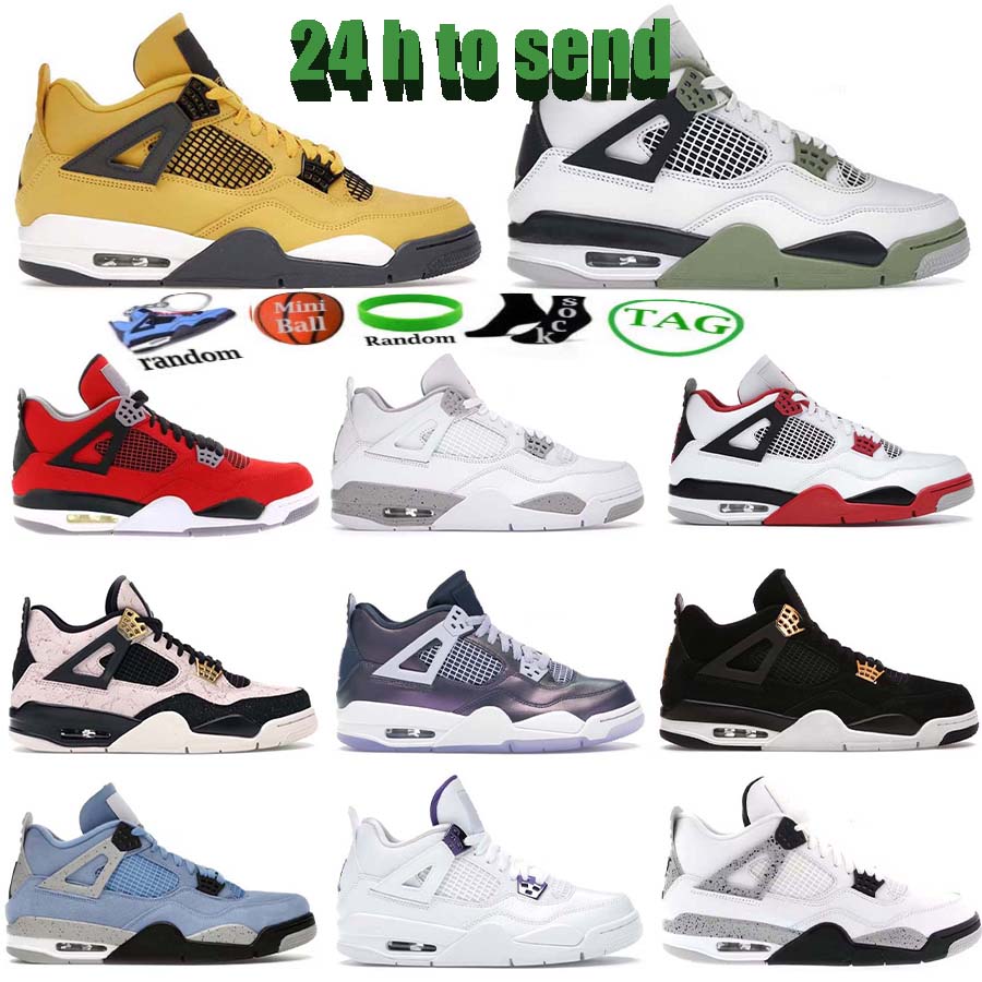 Retro Basketball Shoes Men Women 4s J Pine Green Military Black Cat Seafoam Midnight Navy Dust Red Thunder Lightning Mens jumpman 4 black Trainer