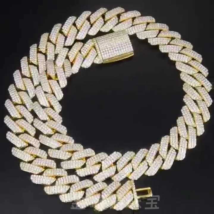 

19mm New Arrival Fashion Hip Hop Jewelry Moissanite S925 Silver Cuban Link Chain for Men