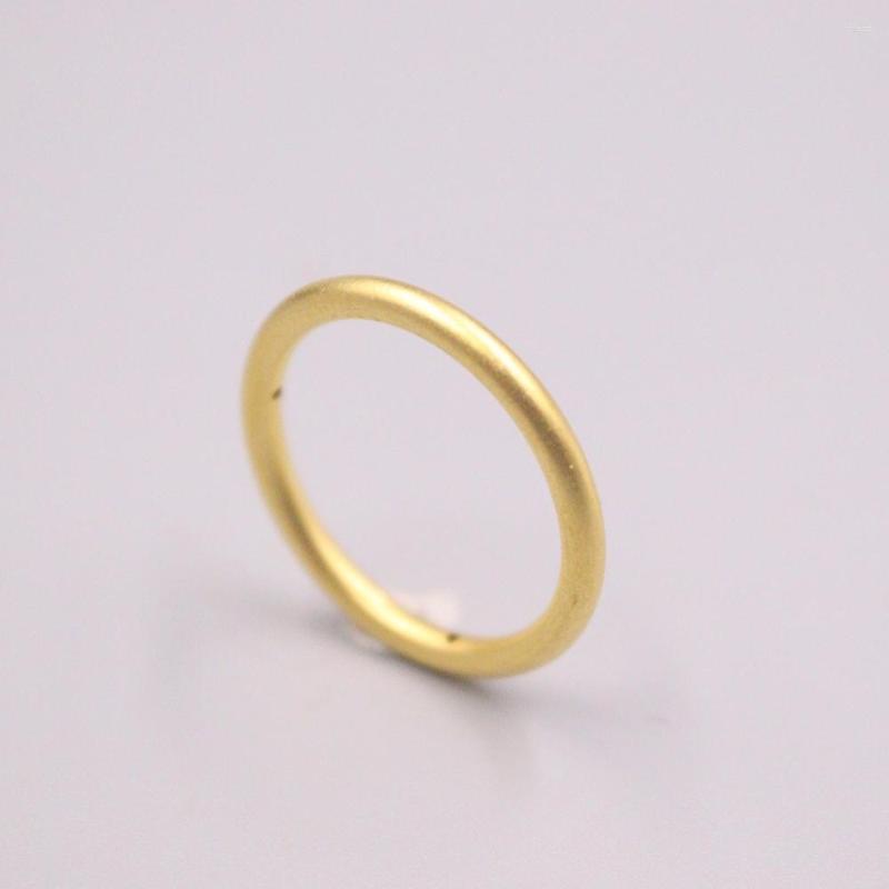 

Cluster Rings 999 Real 24K Yellow Gold Ring For Women 3D Matte Finish Surface Hollow Lucky Female Love Wedding US 5-10